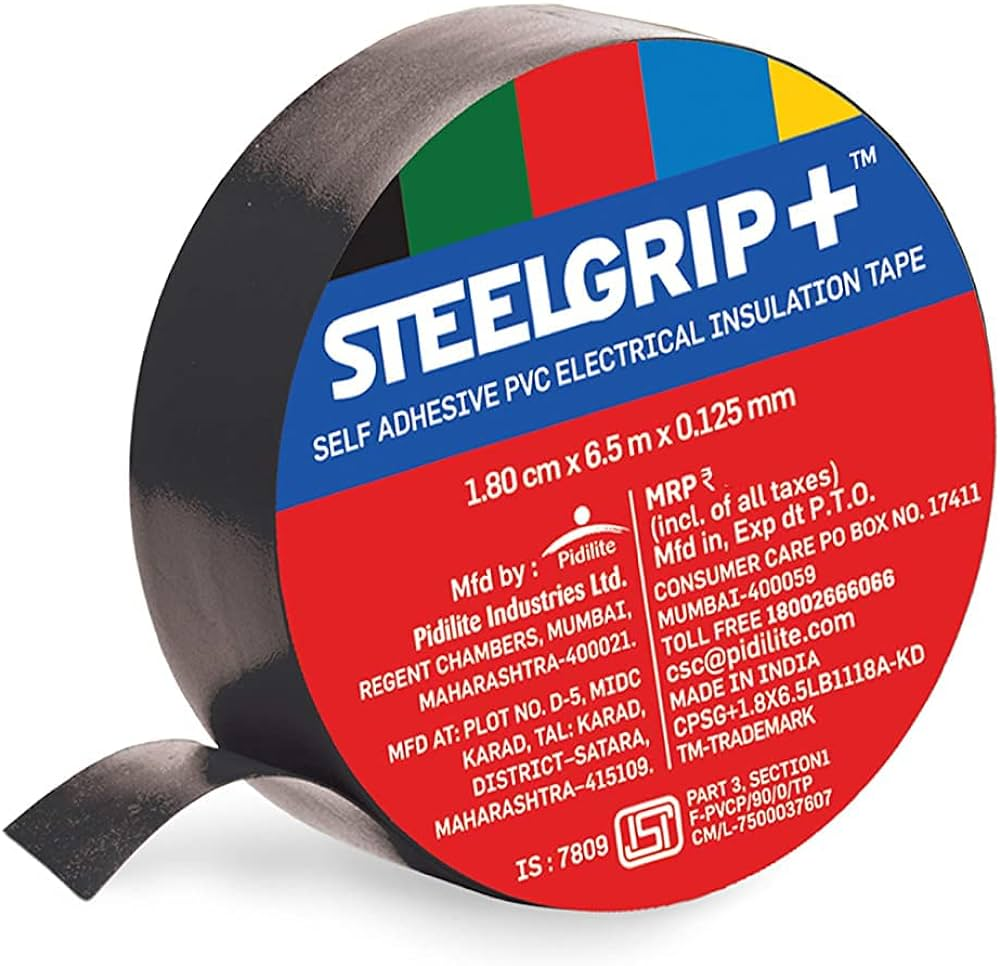 Steelgrip PVC Tape Self Adhesive Pvc Electrical Insulation Tape Zfire retardantBLACK